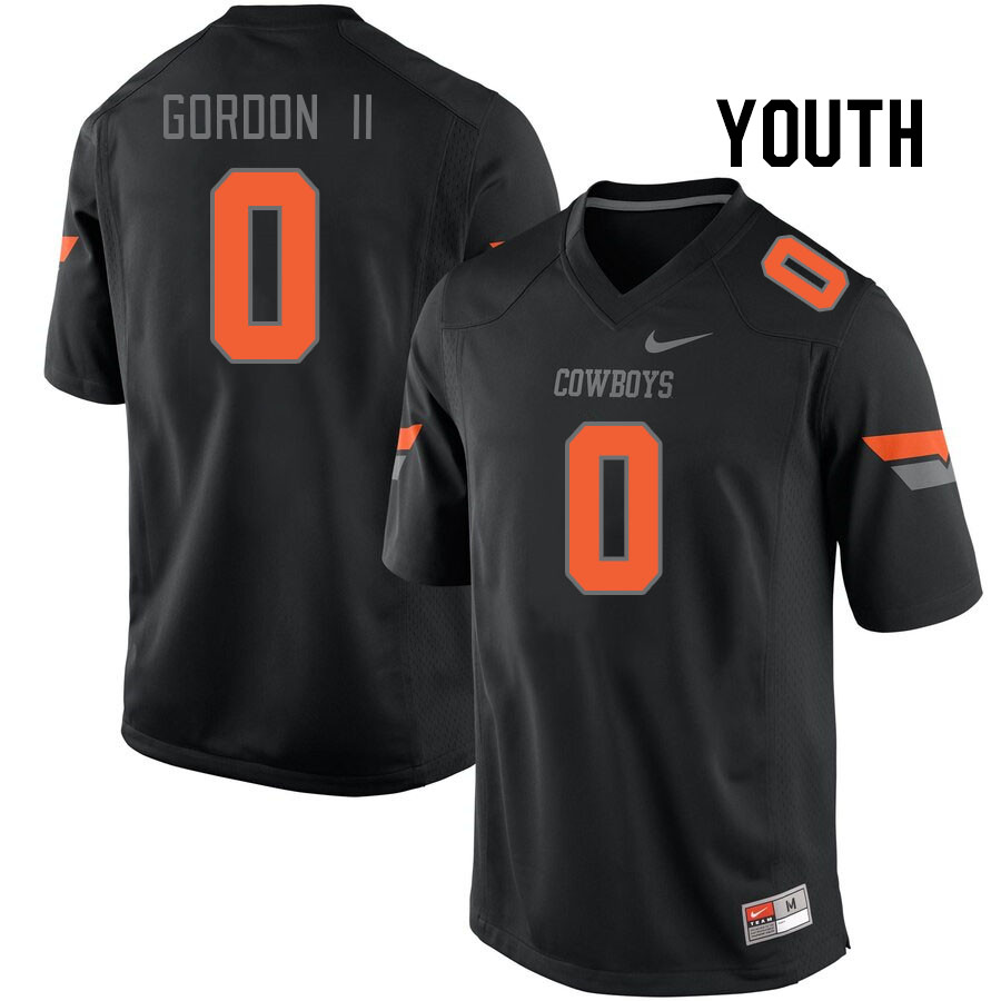 Youth #0 Ollie Gordon II Oklahoma State Cowboys College Football Jerseys Stitched-Black - Click Image to Close
